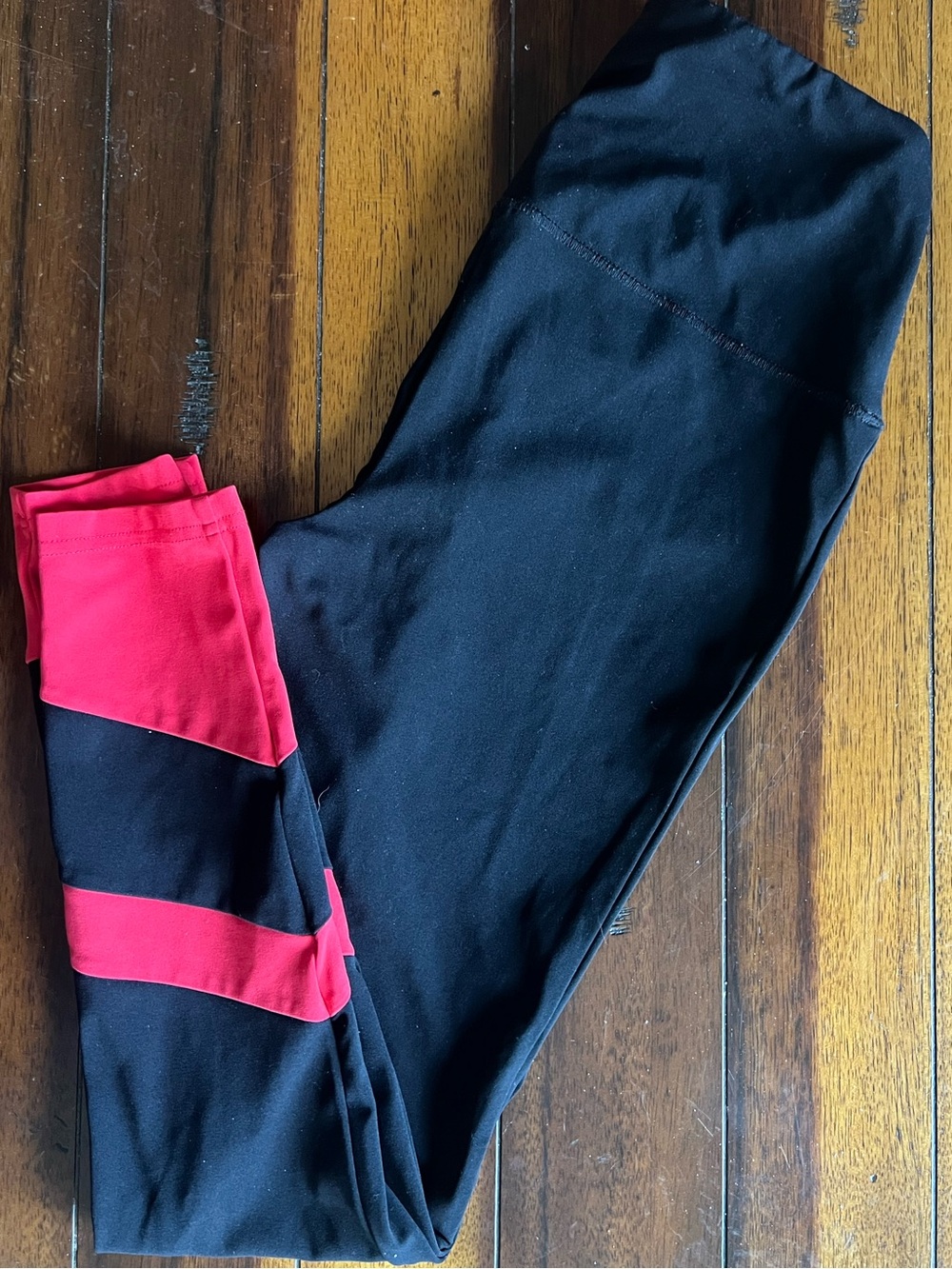 Chico's Women's Black Leggings with Bright Red Stripe Detail
